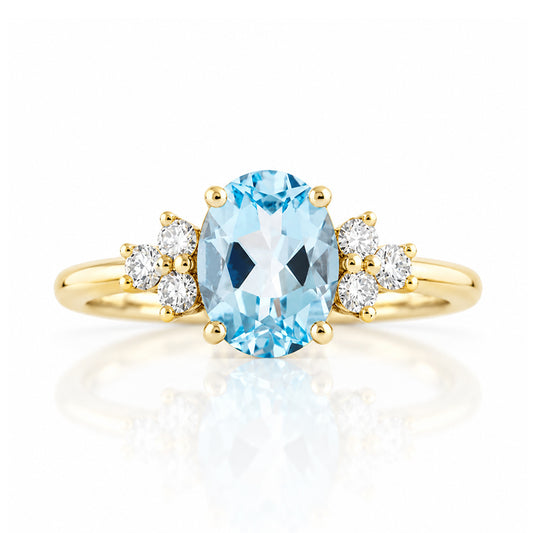 Este, Sky Blue Topaz and Lab Diamond Ring - Victoria's Jewellery