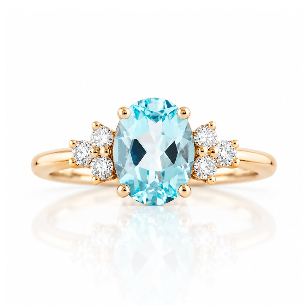 Este, Sky Blue Topaz and Lab Diamond Ring - Victoria's Jewellery