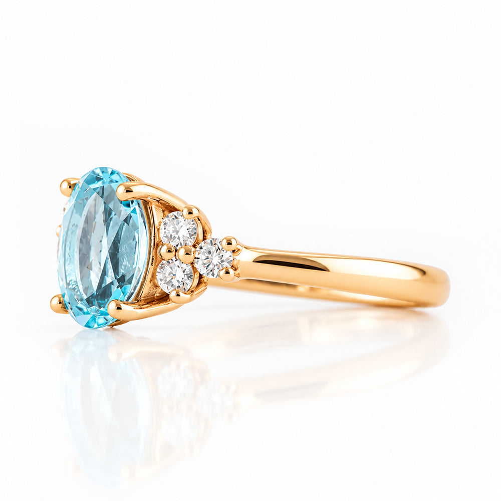 Este, Sky Blue Topaz and Lab Diamond Ring - Victoria's Jewellery