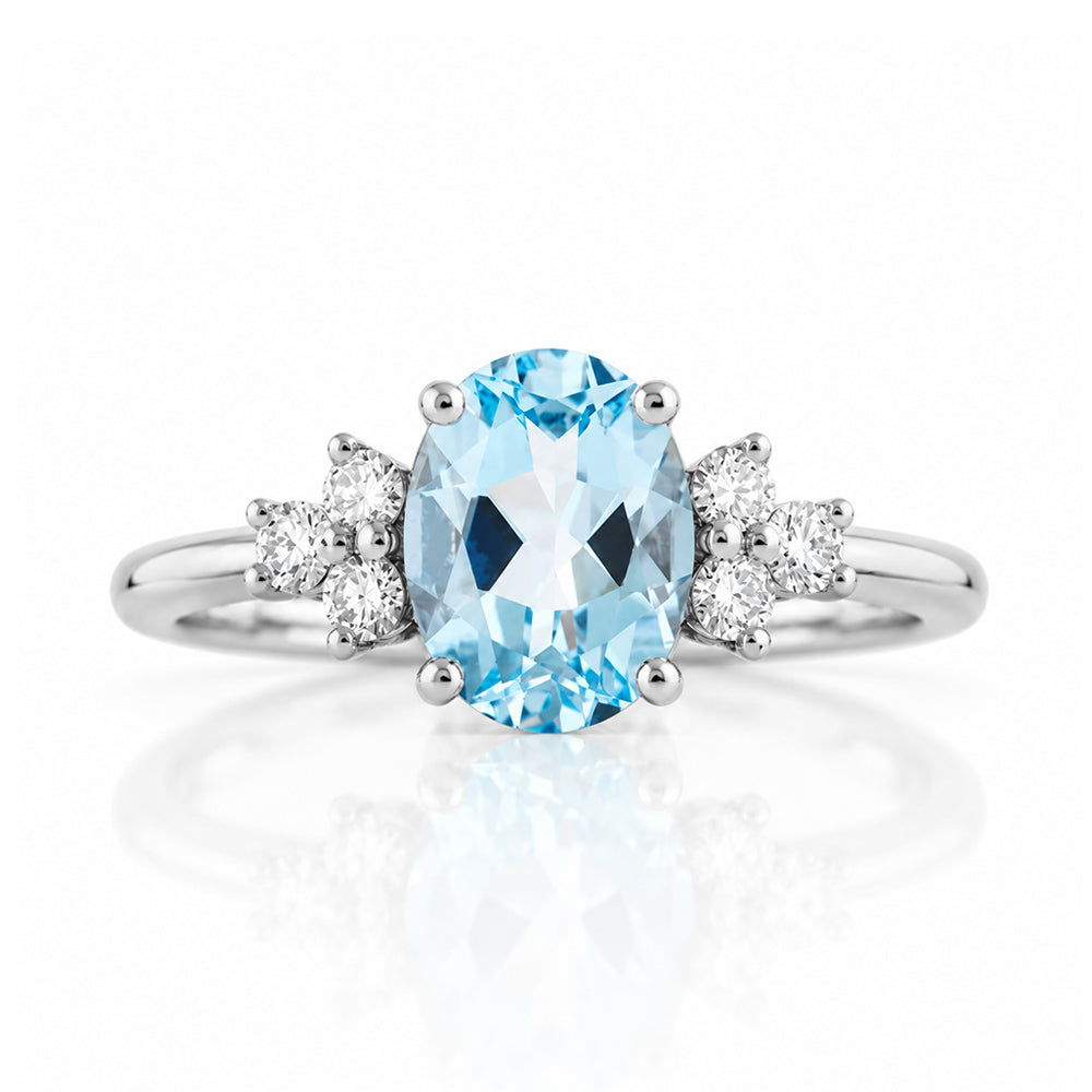 Este, Sky Blue Topaz and Lab Diamond Ring - Victoria's Jewellery