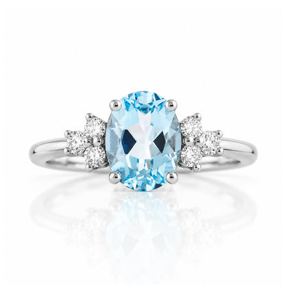 Este, Sky Blue Topaz and Lab Diamond Ring - Victoria's Jewellery