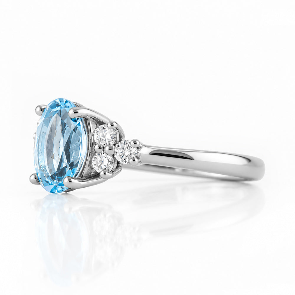 Este, Sky Blue Topaz and Lab Diamond Ring - Victoria's Jewellery