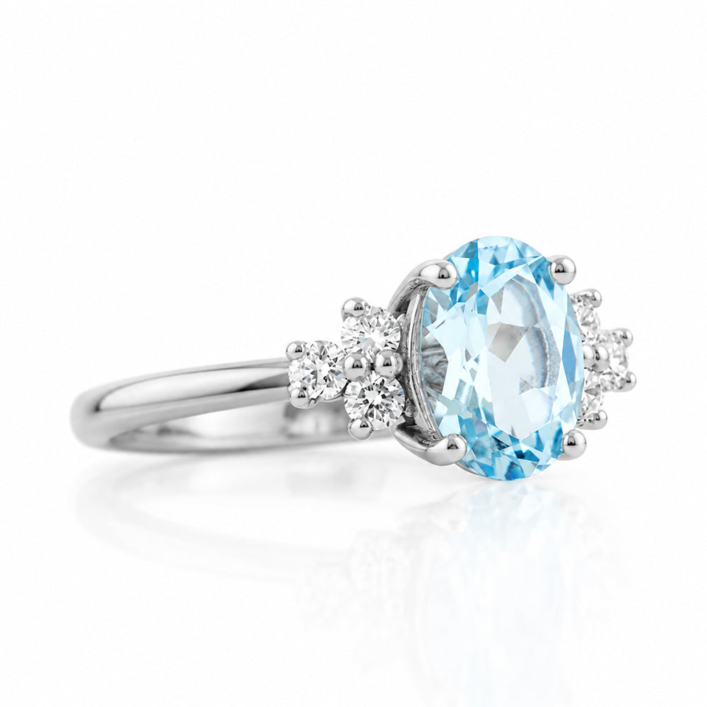 Este, Sky Blue Topaz and Lab Diamond Ring - Victoria's Jewellery