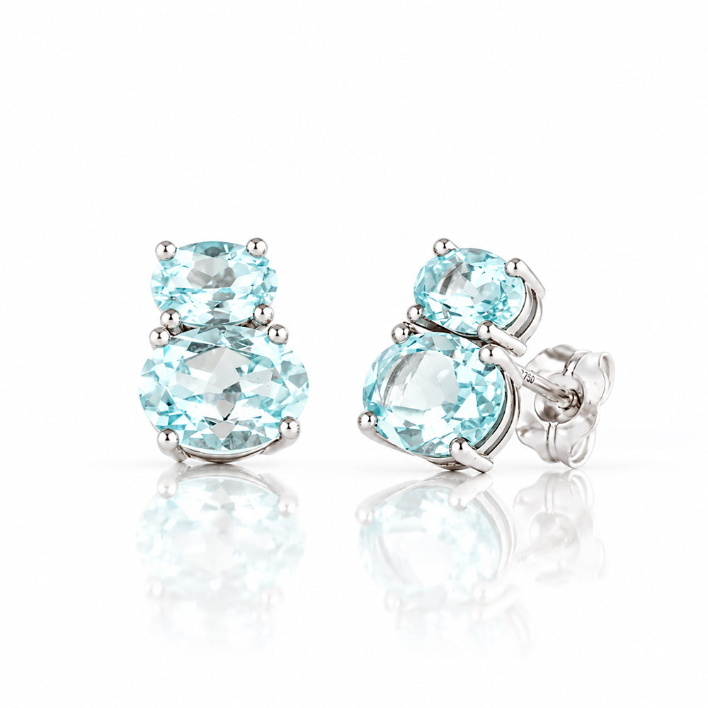 Georgie, Sky Blue Topaz Stud Earrings - Victoria's Jewellery