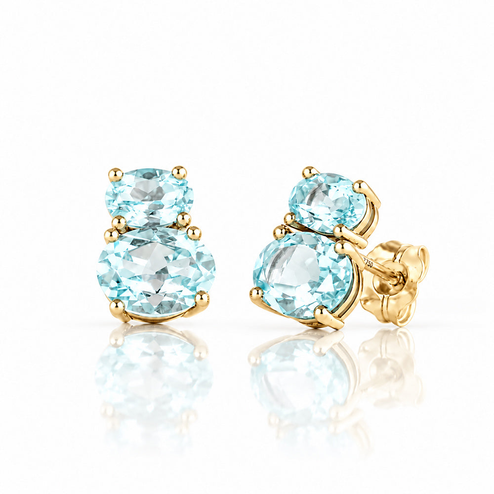 Georgie, Sky Blue Topaz Stud Earrings - Victoria's Jewellery