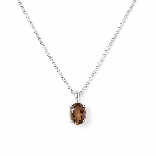 Luna, Oval cut Smoky Quartz Pendant - 8x6mm