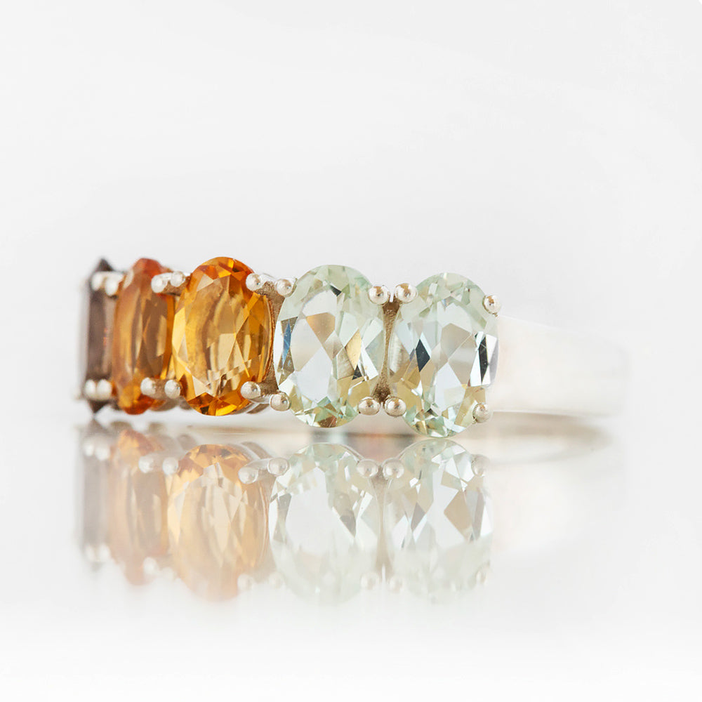 Arabella Autumn, an Oval cut Half Eternity Ring