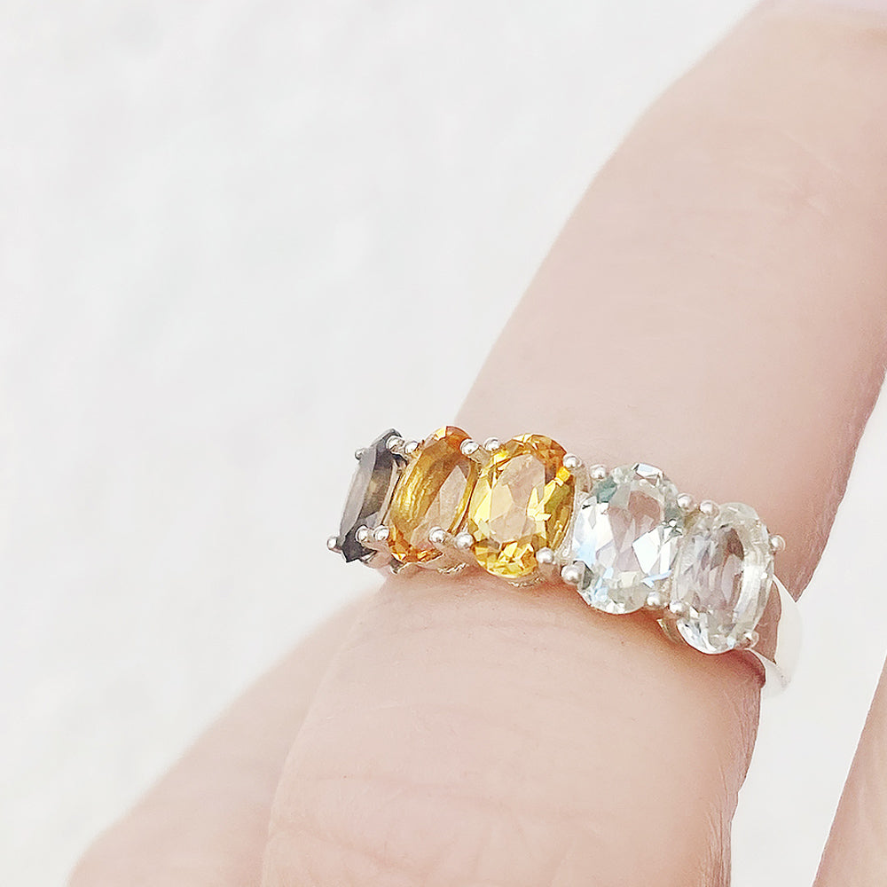 Arabella Autumn, an Oval cut Half Eternity Ring
