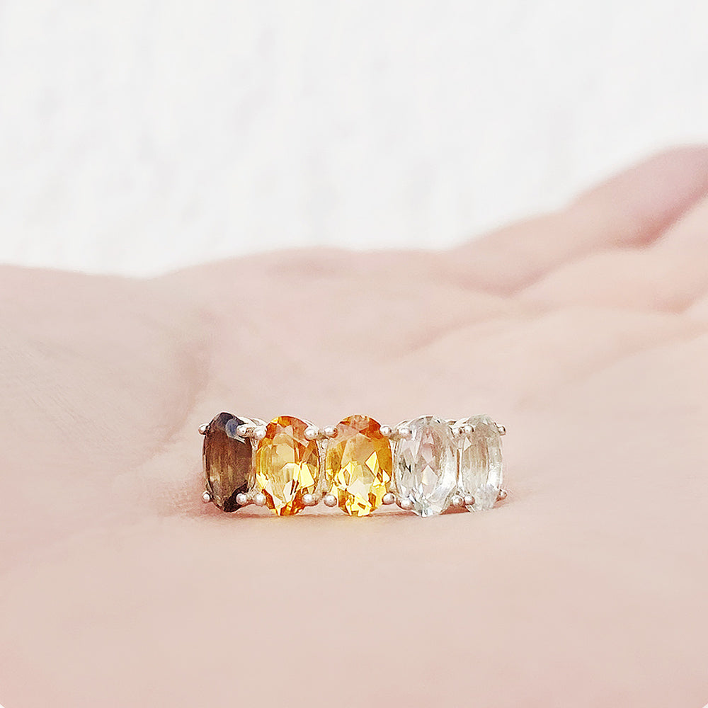 Arabella Autumn, an Oval cut Half Eternity Ring