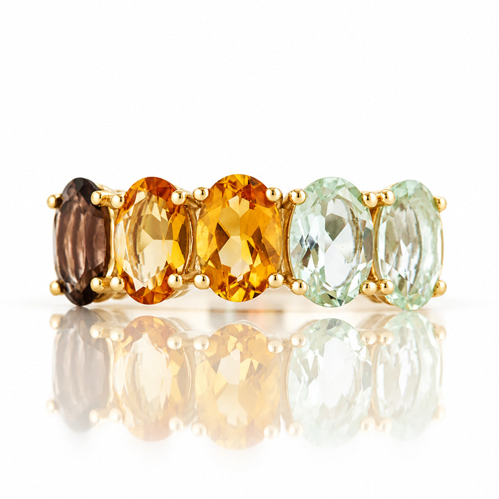 Arabella Autumn, an Oval cut Half Eternity Ring - Victoria's Jewellery
