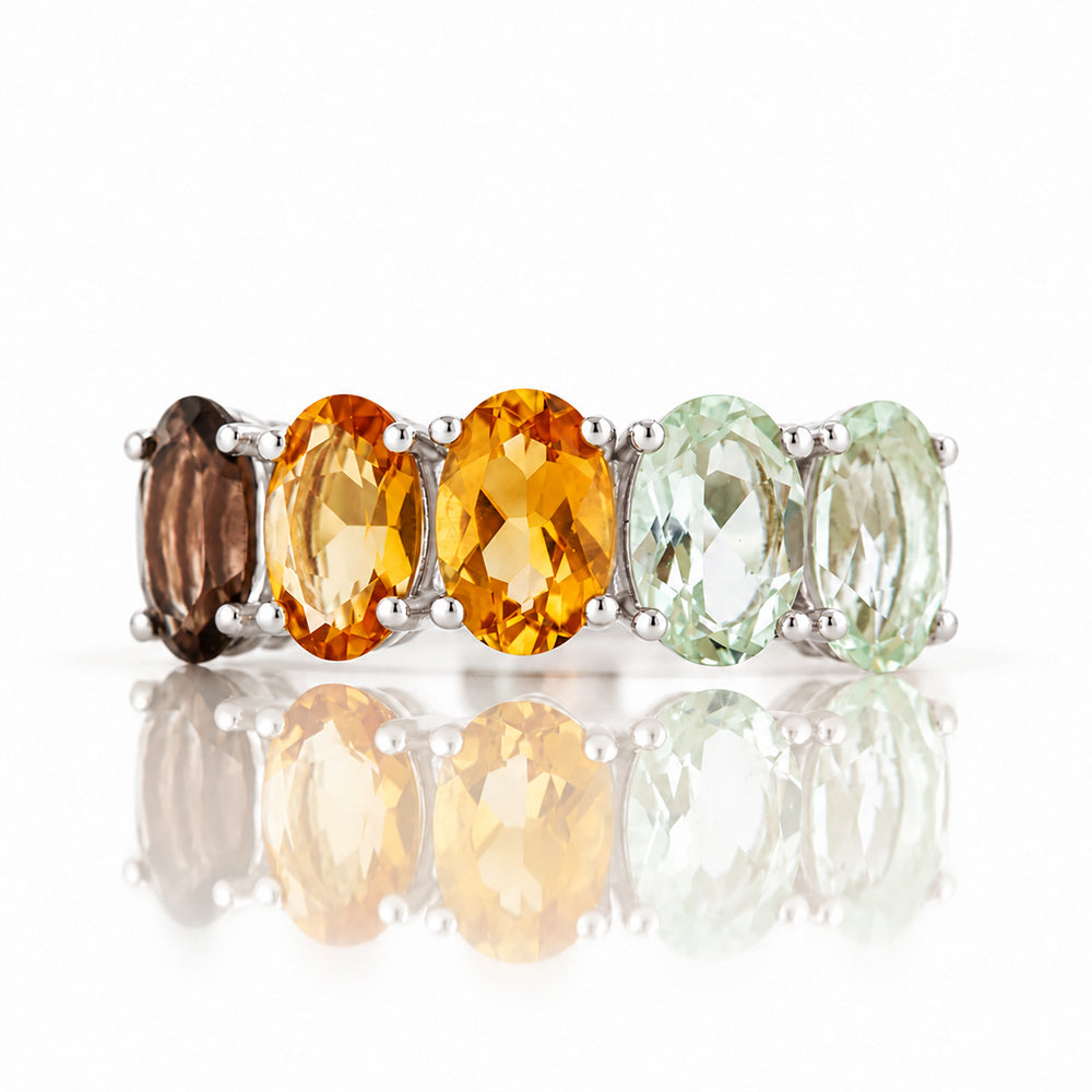 Arabella Autumn, an Oval cut Half Eternity Ring - Victoria's Jewellery