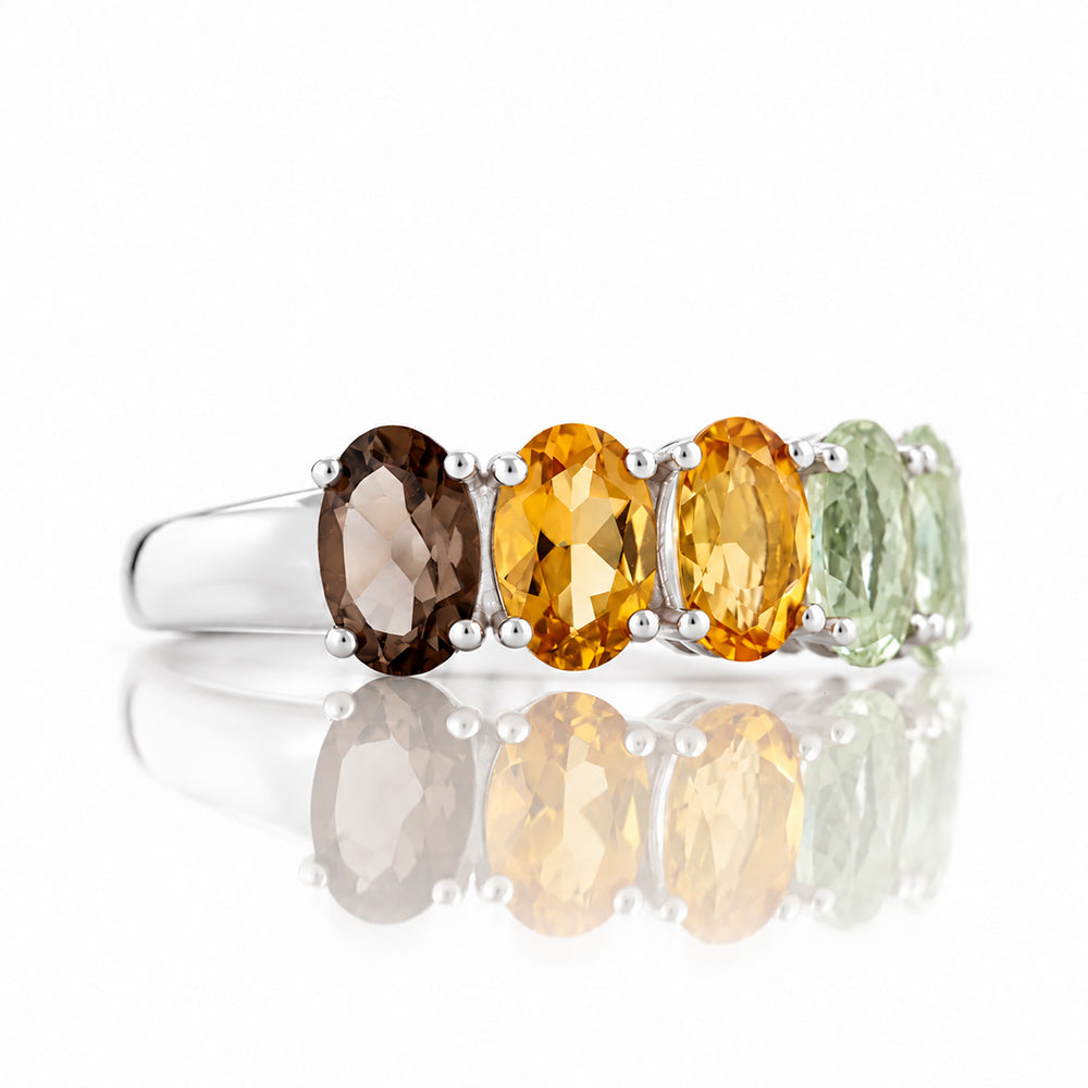 Arabella Autumn, an Oval cut Half Eternity Ring - Victoria's Jewellery