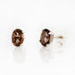 Luna, Oval cut Smoky Quartz Stud Earring - 7x5mm