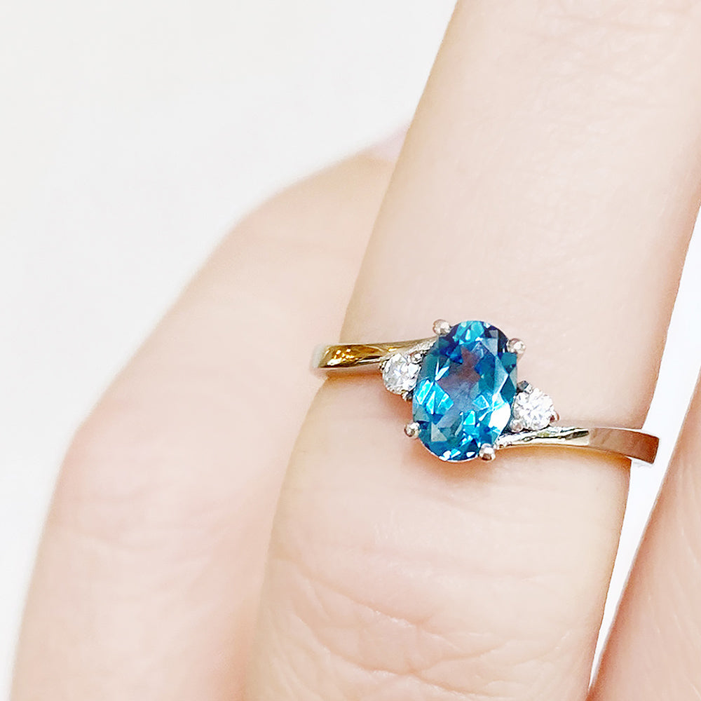 Georgie, a Swiss Blue Topaz and Diamond Trilogy Ring - Victoria's Jewellery