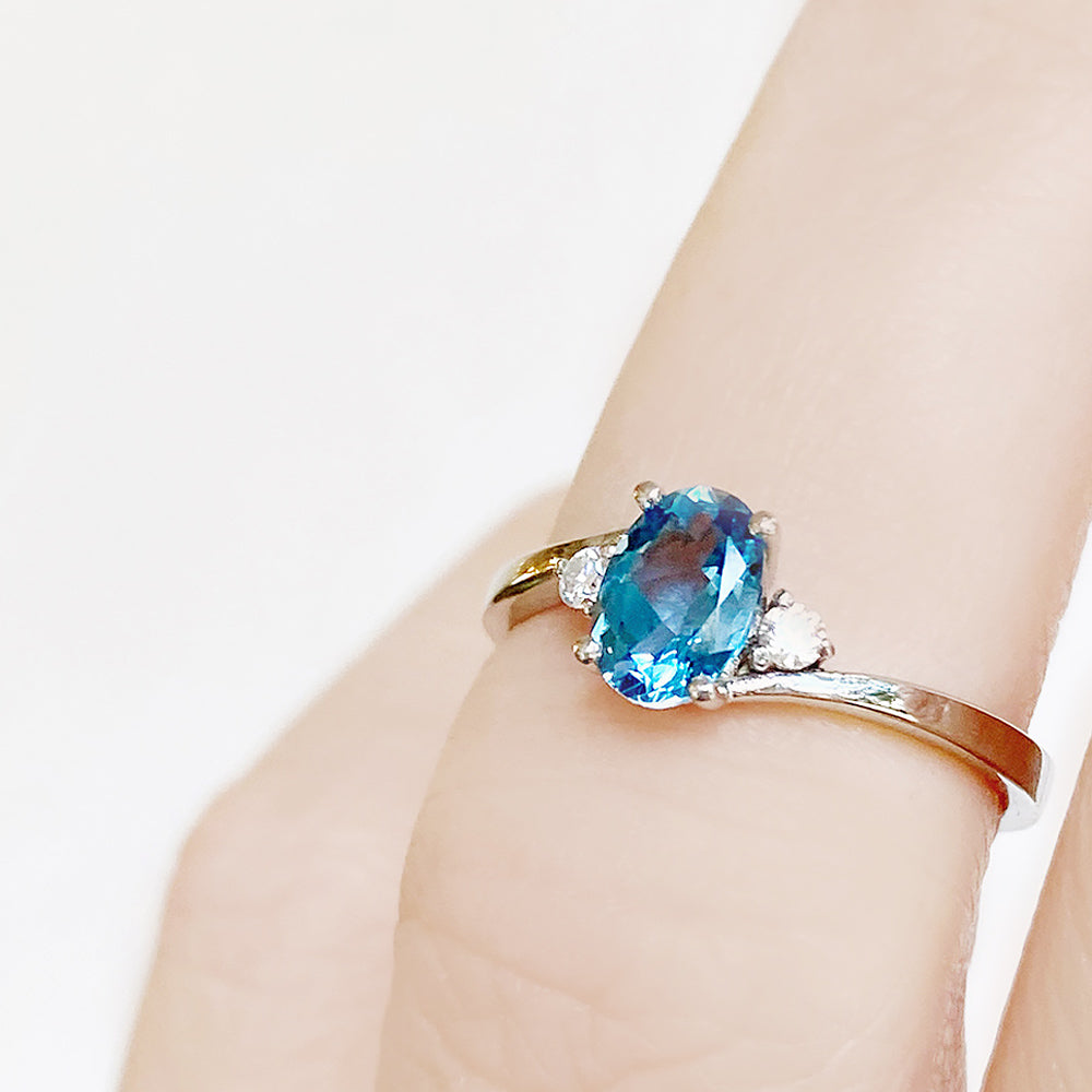 Georgie, a Swiss Blue Topaz and Diamond Trilogy Ring - Victoria's Jewellery