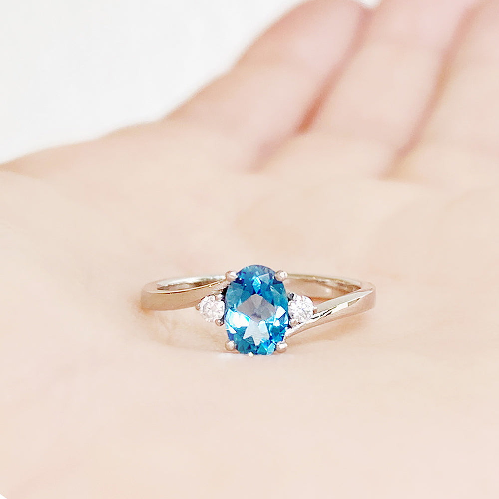 Georgie, a Swiss Blue Topaz and Diamond Trilogy Ring - Victoria's Jewellery