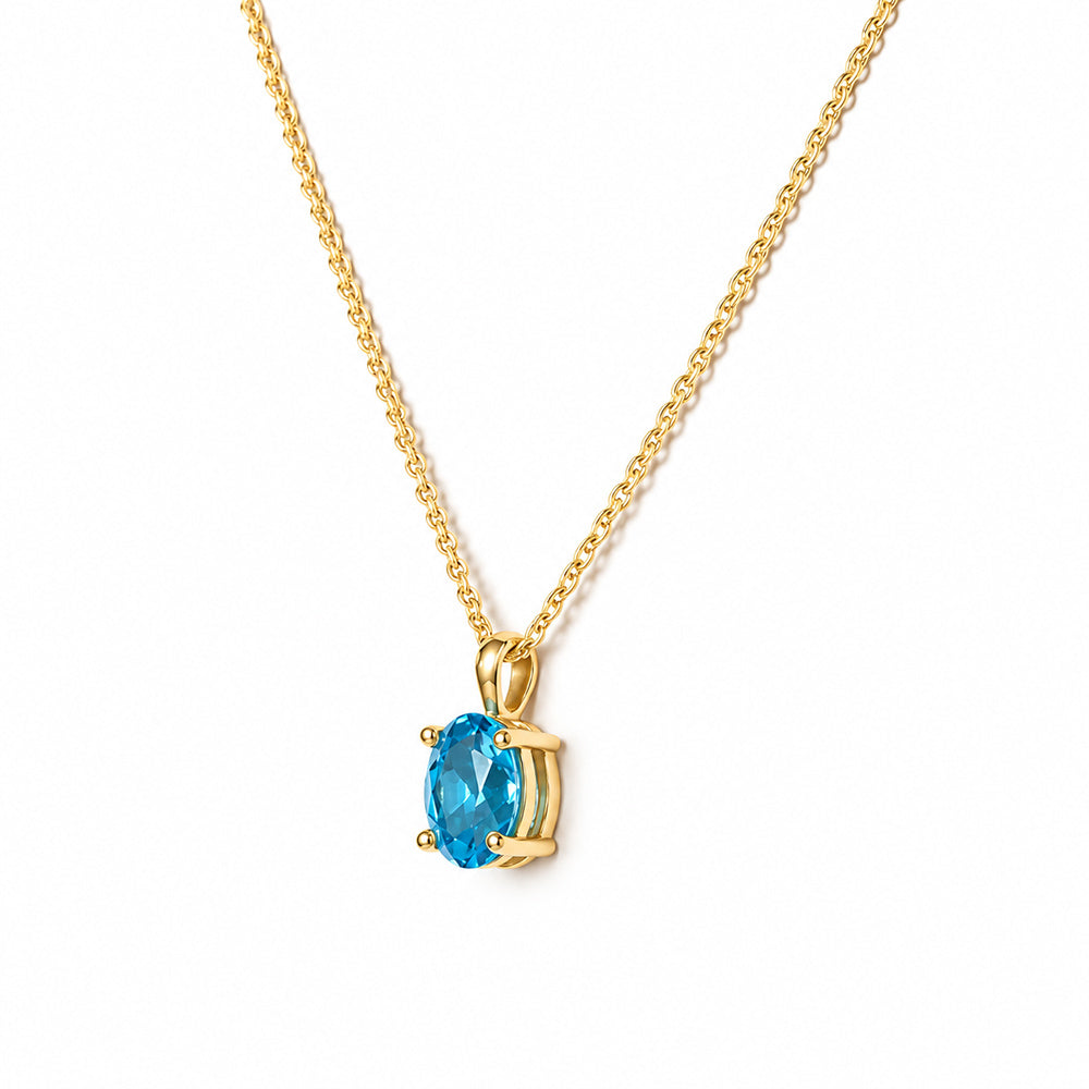 Luna, Oval cut Swiss Blue Topaz Pendant - 8x6mm