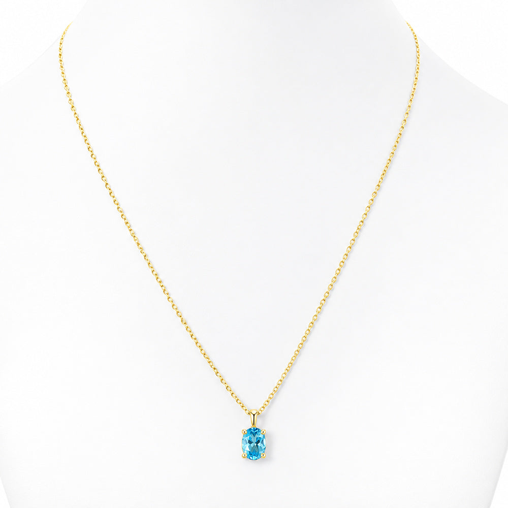 Luna, Oval cut Swiss Blue Topaz Pendant - 8x6mm