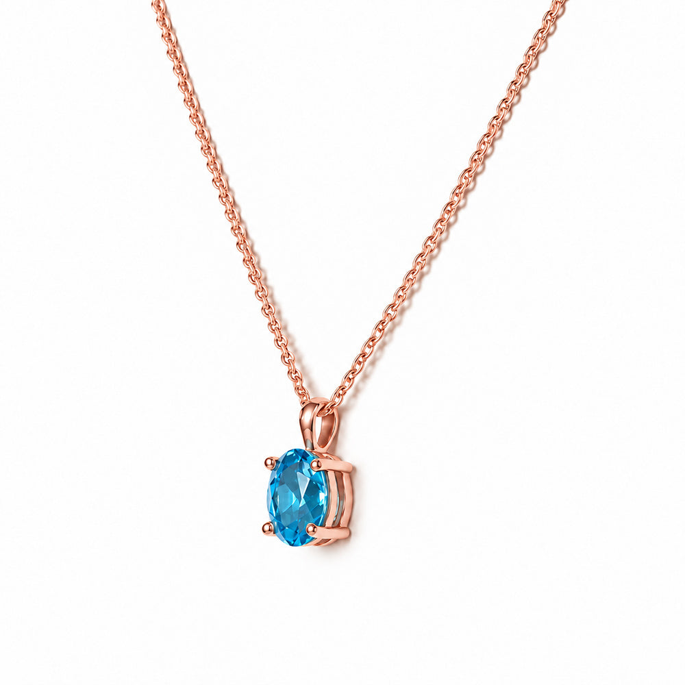 Luna, Oval cut Swiss Blue Topaz Pendant - 8x6mm