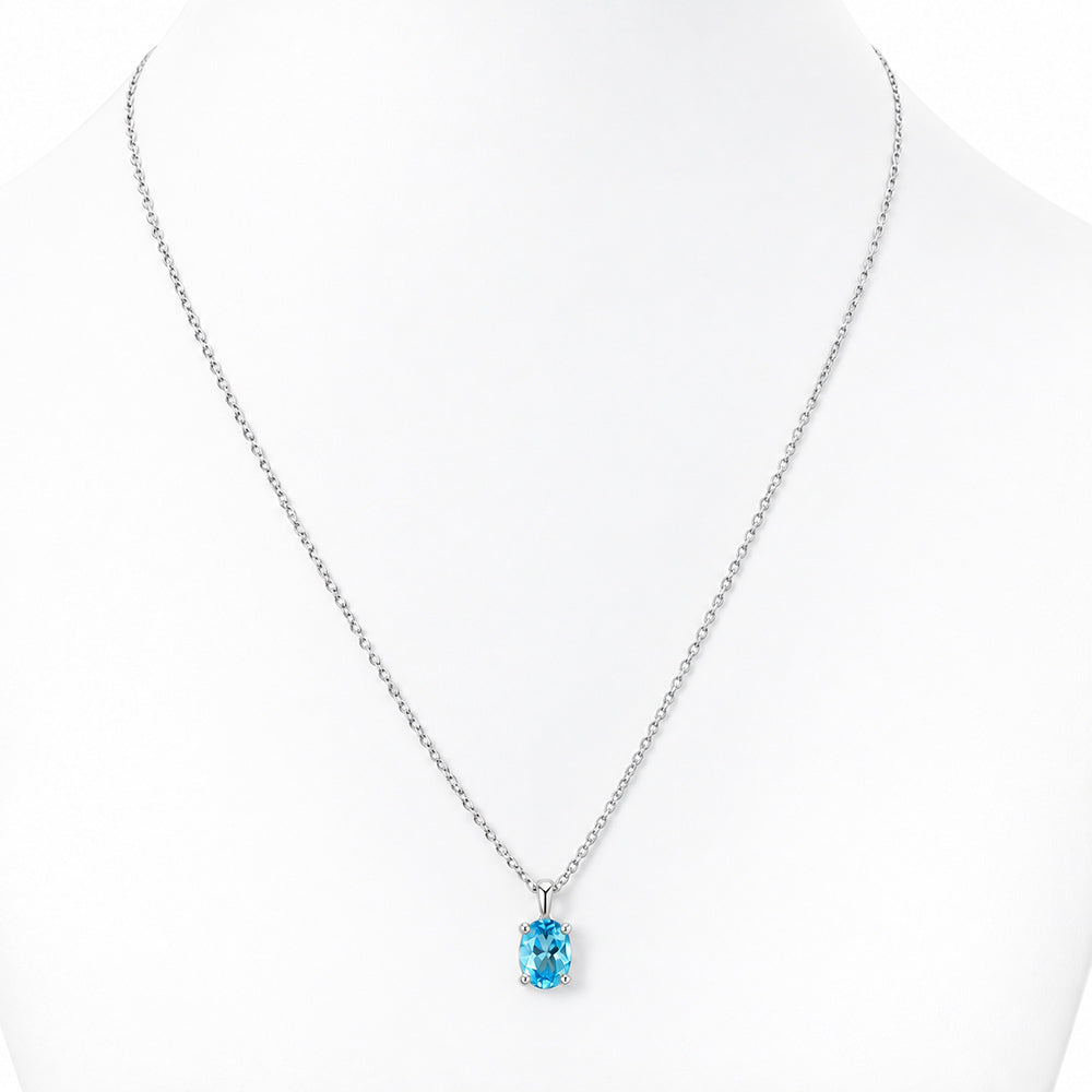 Luna, Oval cut Swiss Blue Topaz Pendant - 8x6mm