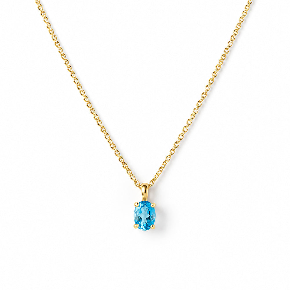 Luna, Oval cut Swiss Blue Topaz Pendant - 7x5mm - Victoria's Jewellery