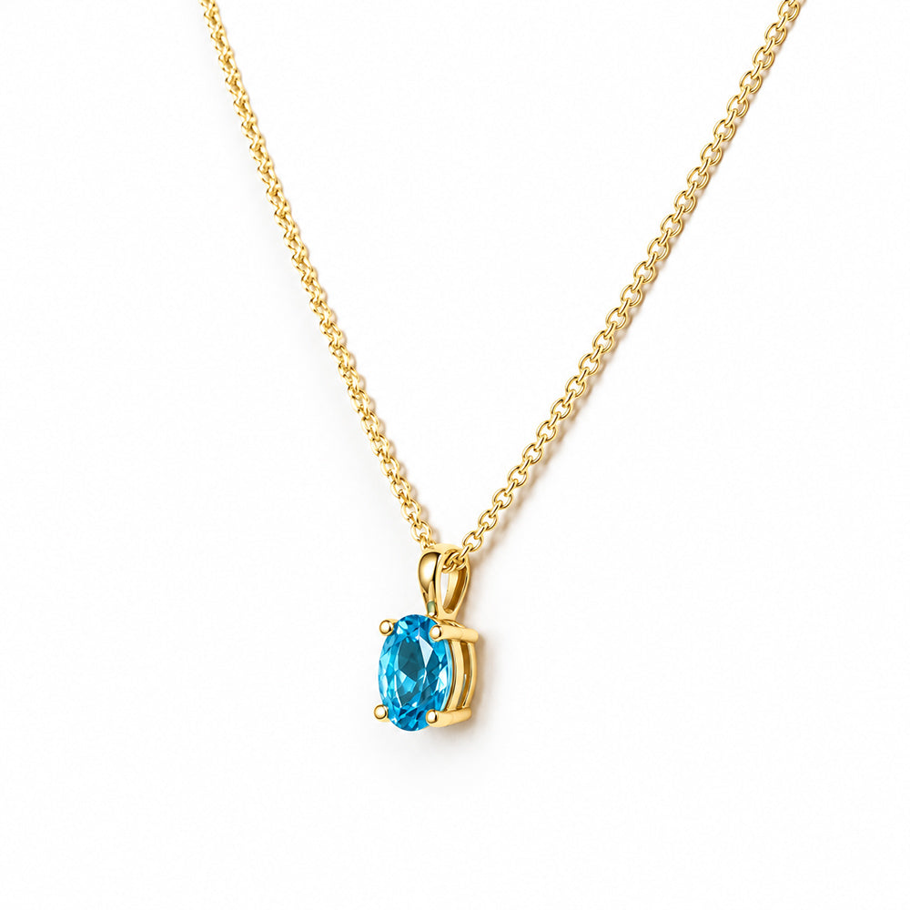 Luna, Oval cut Swiss Blue Topaz Pendant - 7x5mm - Victoria's Jewellery