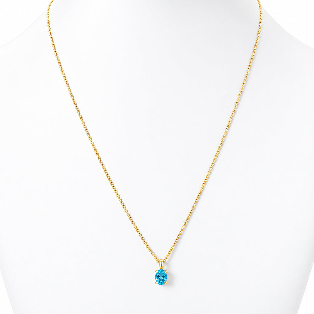 Luna, Oval cut Swiss Blue Topaz Pendant - 7x5mm - Victoria's Jewellery