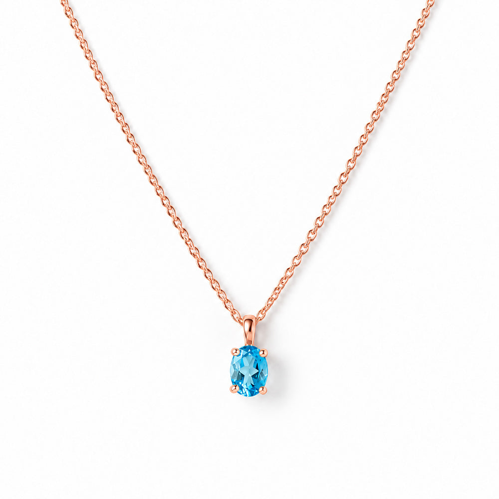 Luna, Oval cut Swiss Blue Topaz Pendant - 7x5mm - Victoria's Jewellery