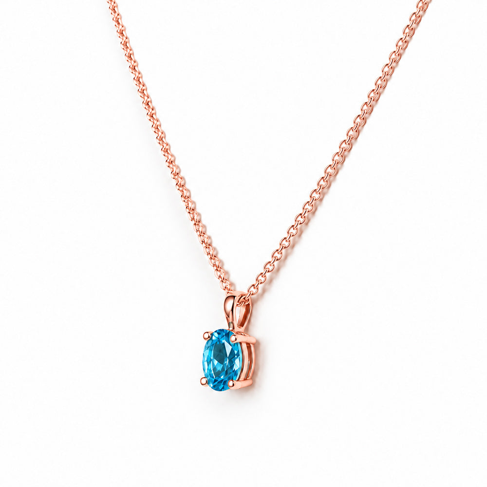 Luna, Oval cut Swiss Blue Topaz Pendant - 7x5mm - Victoria's Jewellery