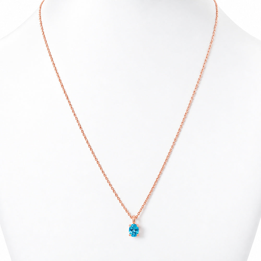 Luna, Oval cut Swiss Blue Topaz Pendant - 7x5mm - Victoria's Jewellery