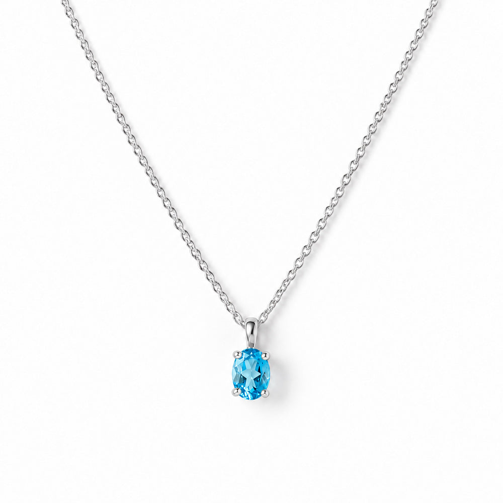 Luna, Oval cut Swiss Blue Topaz Pendant - 7x5mm - Victoria's Jewellery