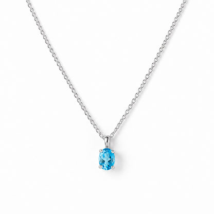 Luna, Oval cut Swiss Blue Topaz Pendant - 7x5mm - Victoria's Jewellery