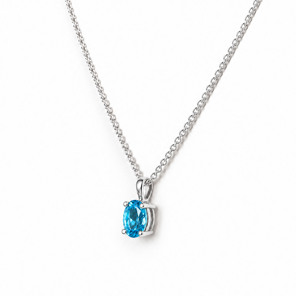 Luna, Oval cut Swiss Blue Topaz Pendant - 7x5mm - Victoria's Jewellery