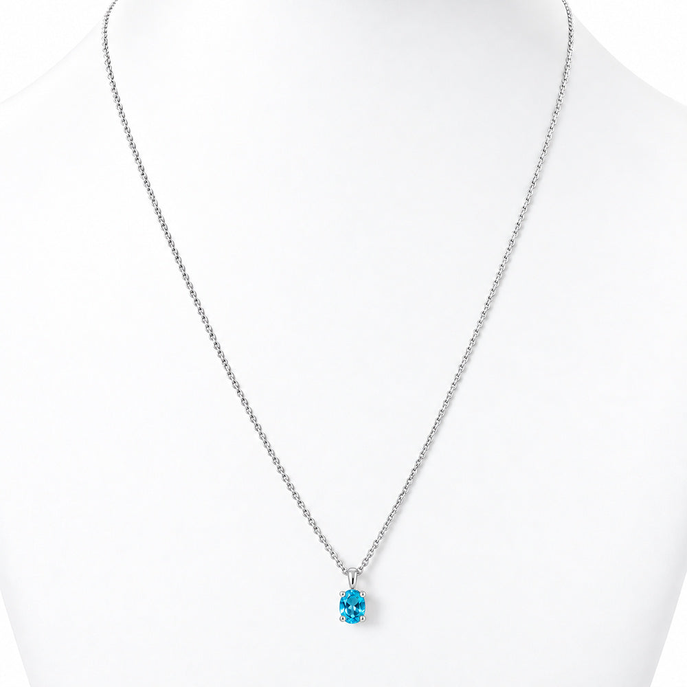 Luna, Oval cut Swiss Blue Topaz Pendant - 7x5mm - Victoria's Jewellery