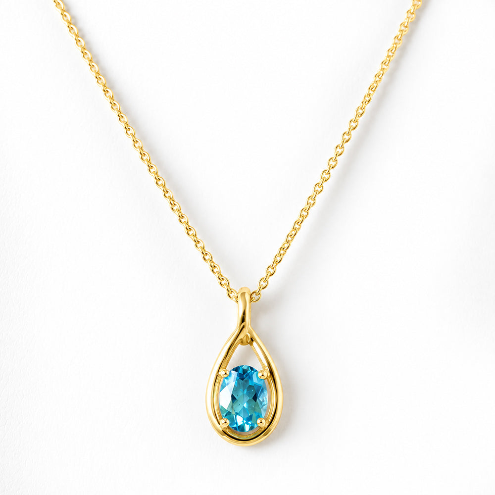 Infinity, Swiss Blue Topaz Pendant - 7x5mm