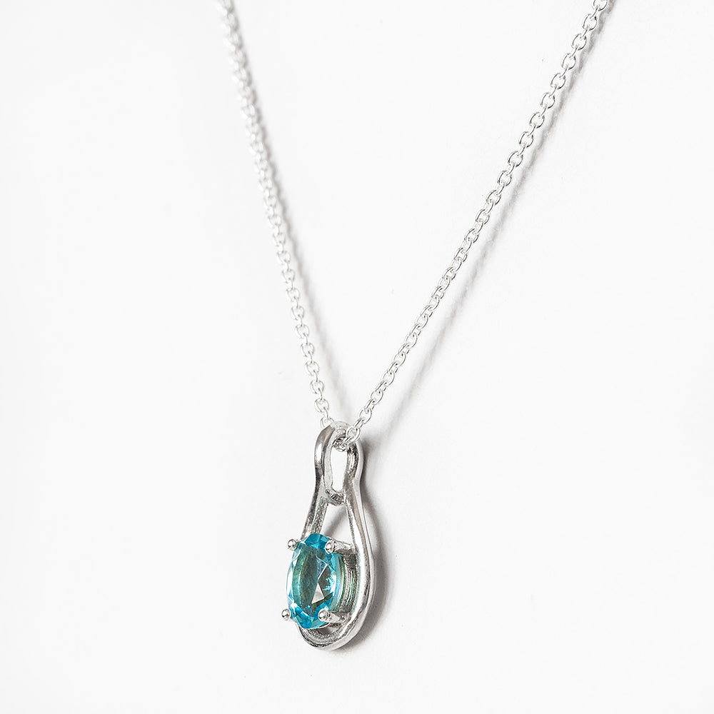 The Infinity Pendant with Swiss Blue Topaz - 7x5mm