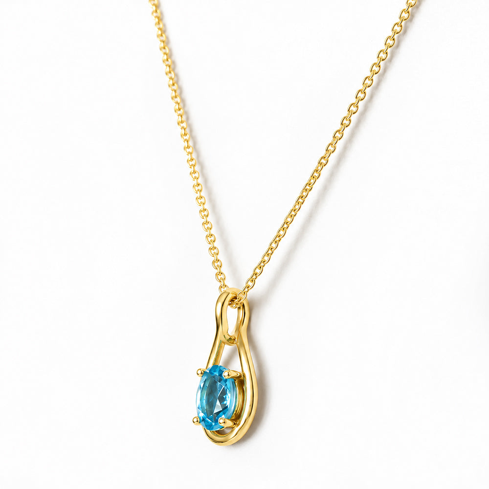 Infinity, Swiss Blue Topaz Pendant - 7x5mm