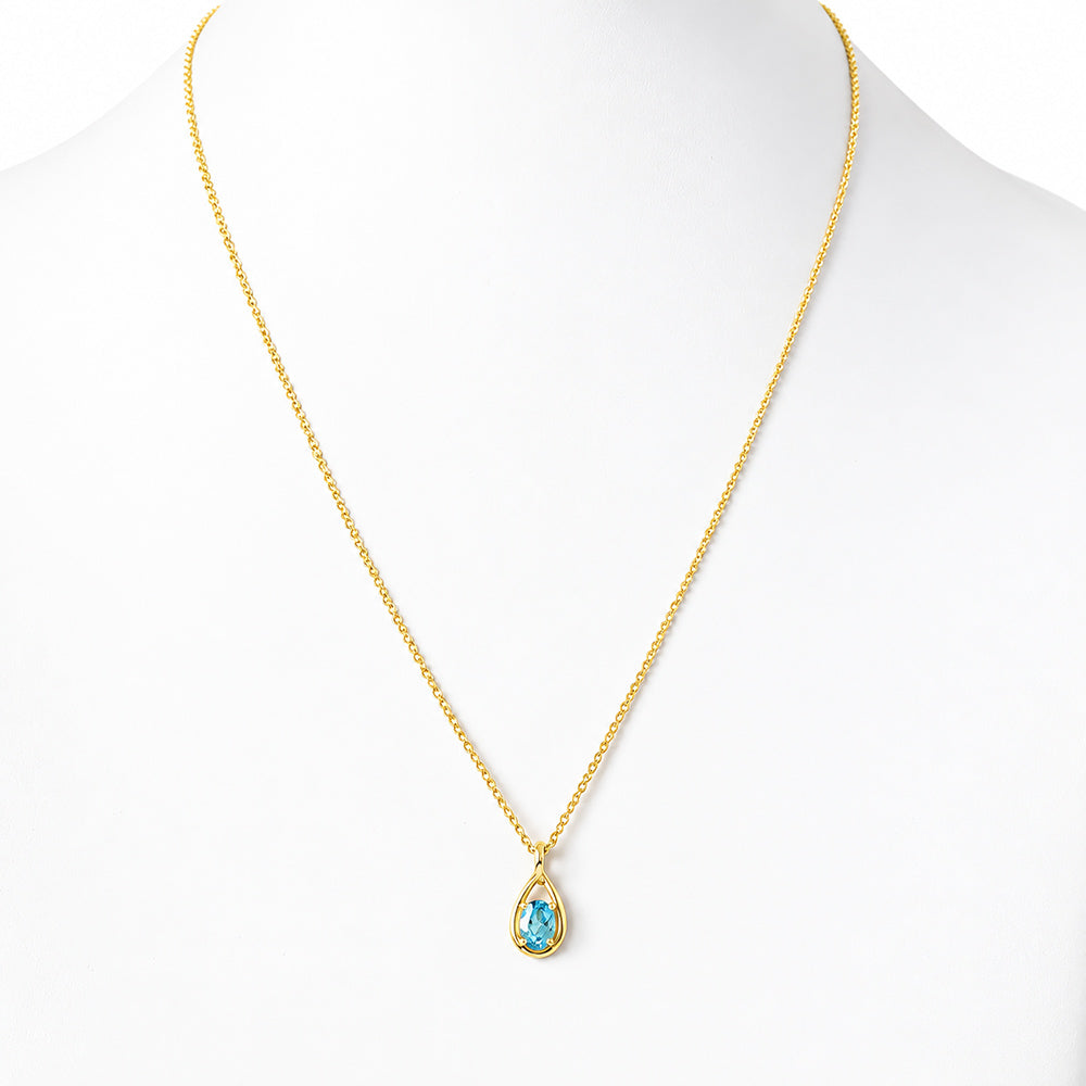 Infinity, Swiss Blue Topaz Pendant - 7x5mm