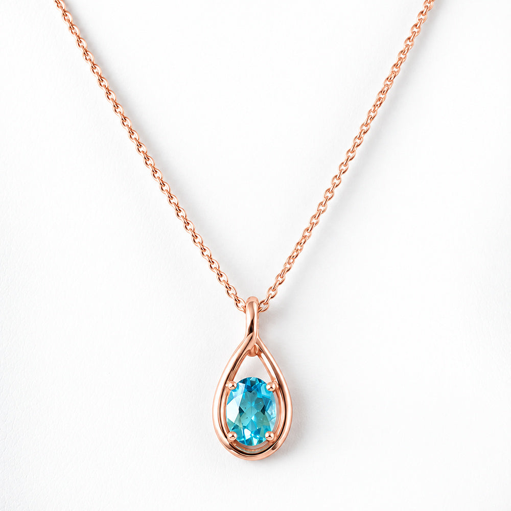 Infinity, Swiss Blue Topaz Pendant - 7x5mm