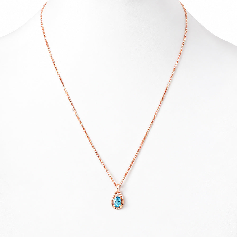 Infinity, Swiss Blue Topaz Pendant - 7x5mm