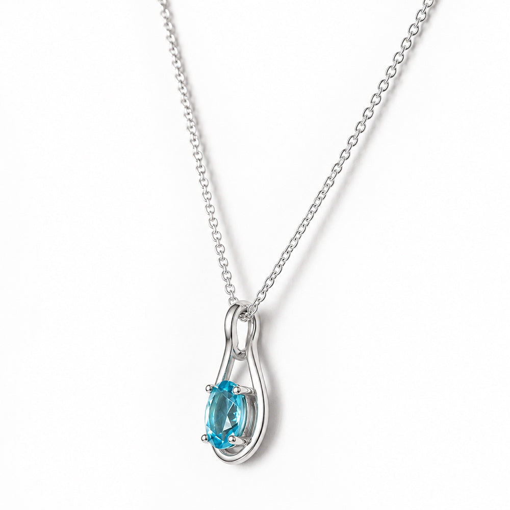 Infinity, Swiss Blue Topaz Pendant - 7x5mm