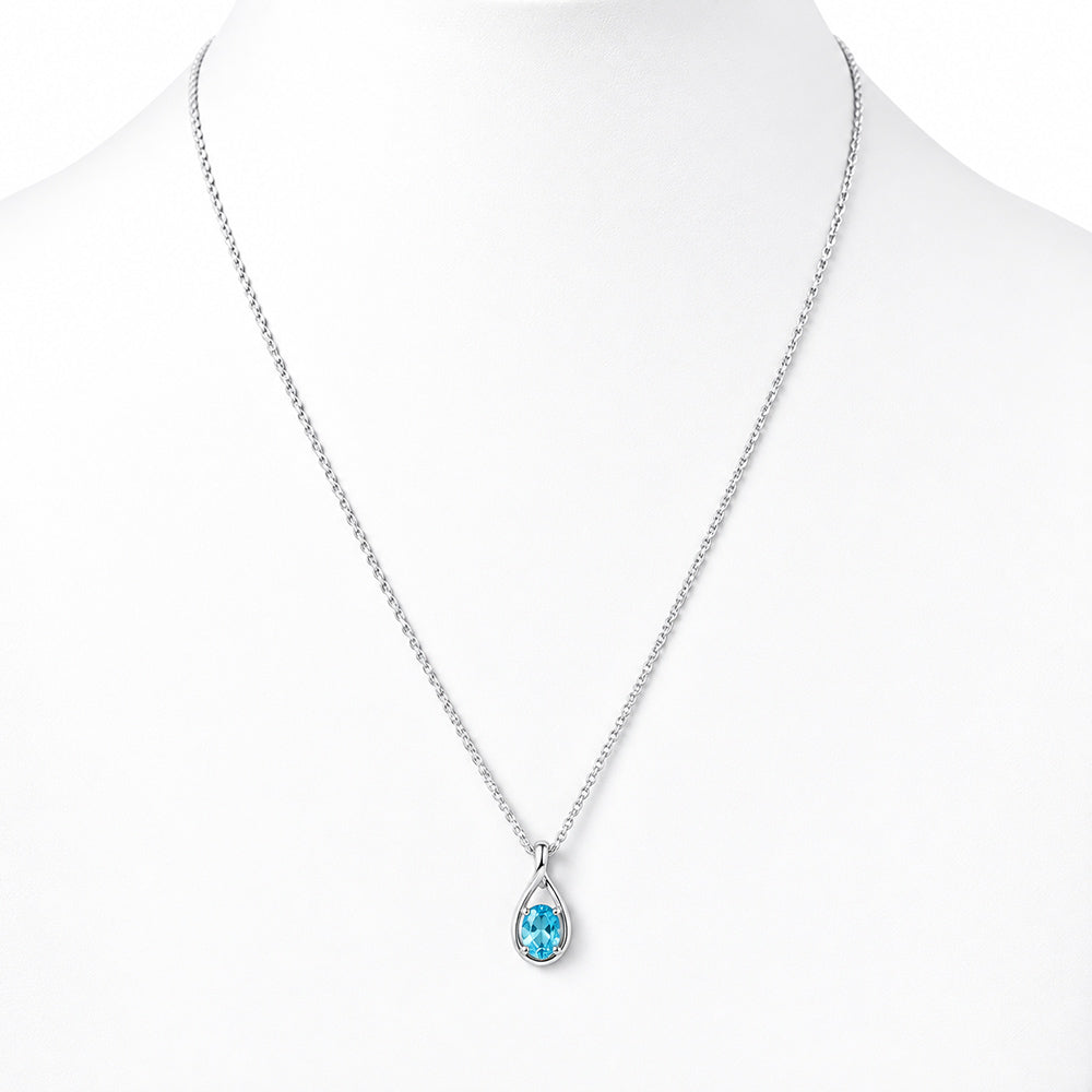 Infinity, Swiss Blue Topaz Pendant - 7x5mm