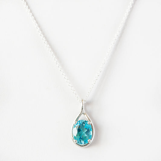 The Infinity Pendant with Swiss Blue Topaz - 9x7mm