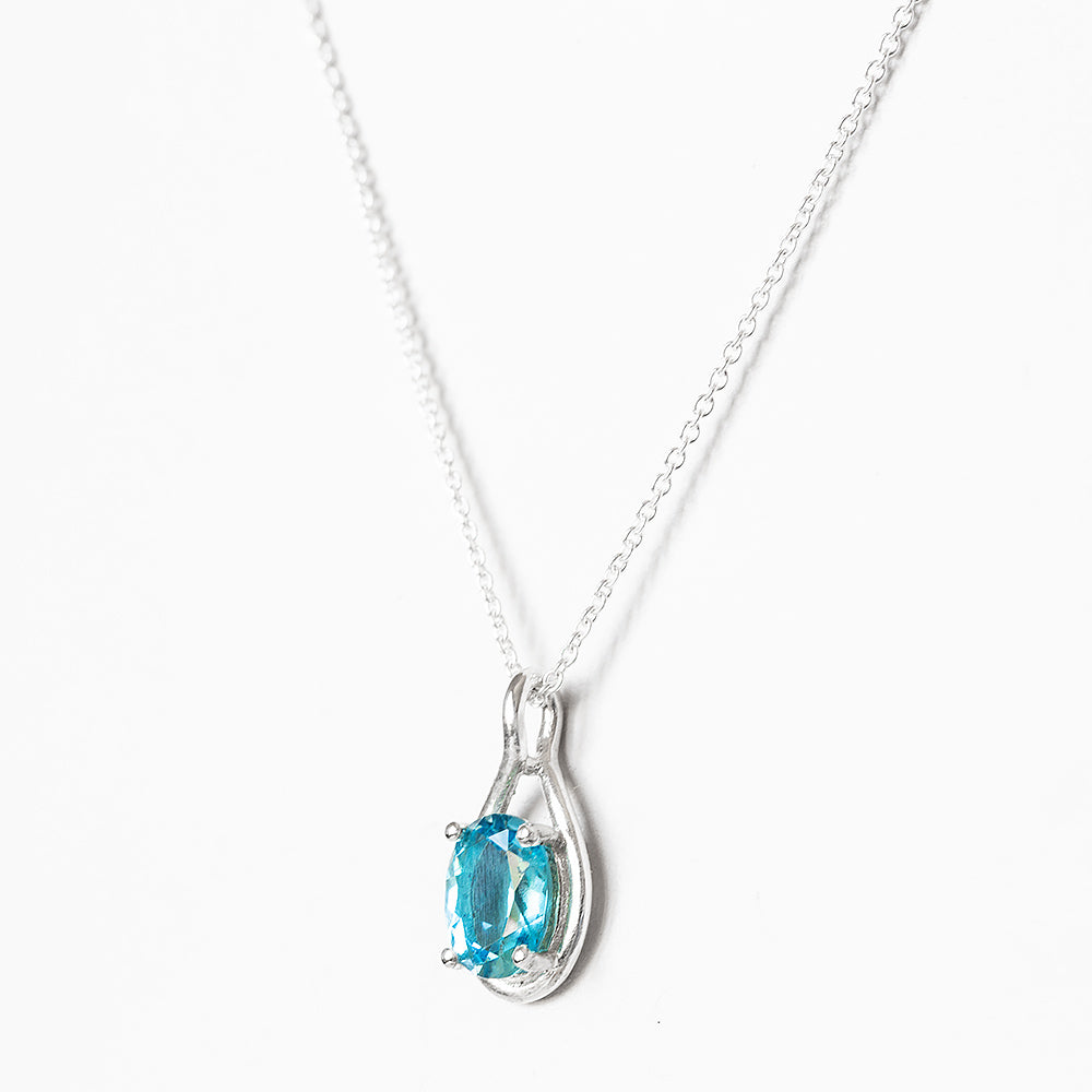 The Infinity Pendant with Swiss Blue Topaz - 9x7mm