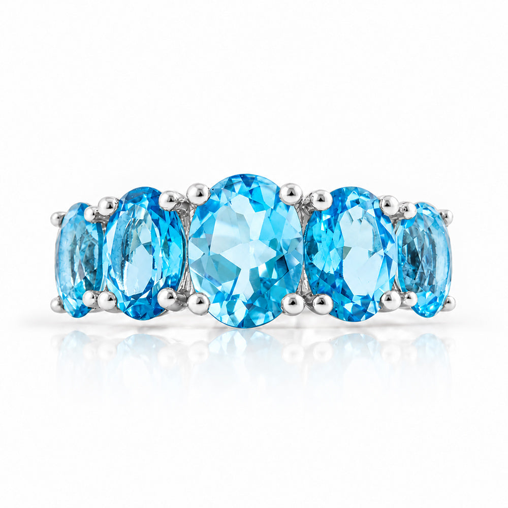 The Swiss Blue Topaz Queen Ring - Victoria's Jewellery