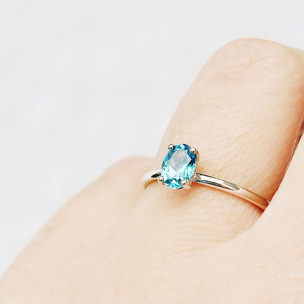 Pippa, Oval cut Swiss Blue Topaz Ring - Victoria's Jewellery