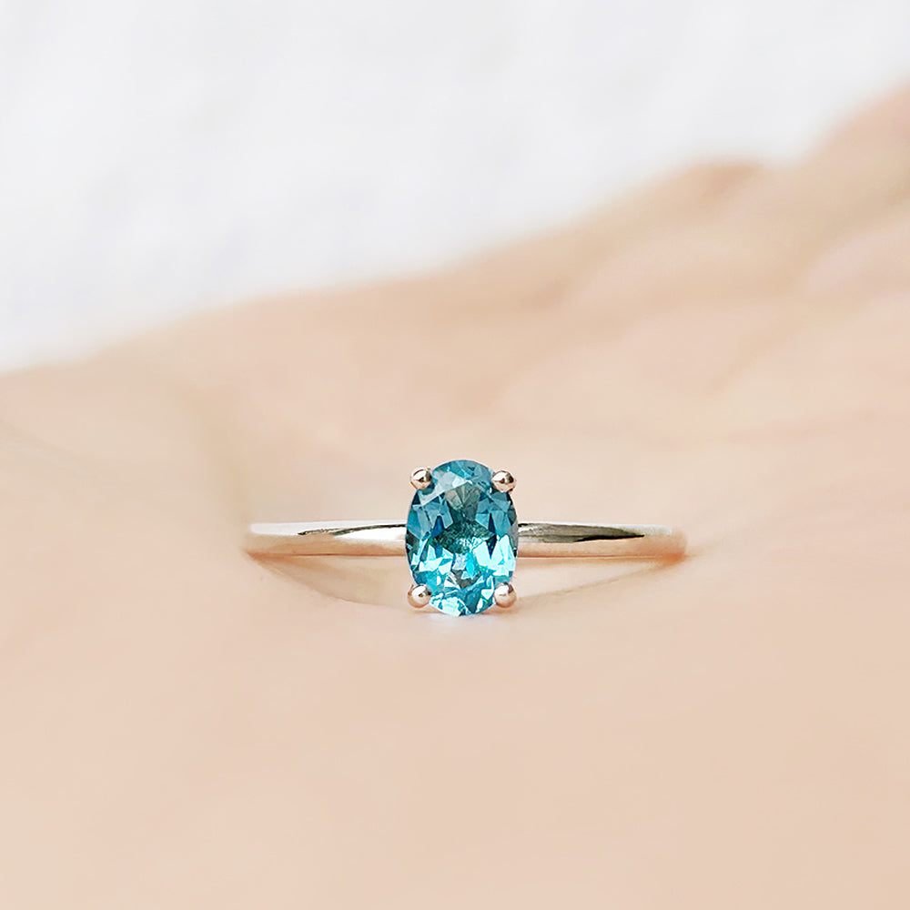 Pippa, Oval cut Swiss Blue Topaz Ring - Victoria's Jewellery