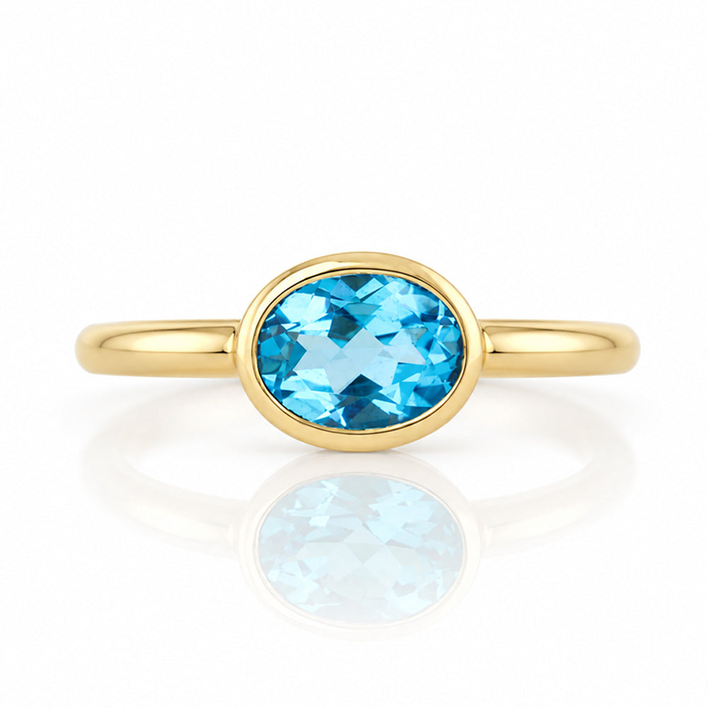 Quinn, Swiss Blue Topaz Bezel set Ring - Victoria's Jewellery