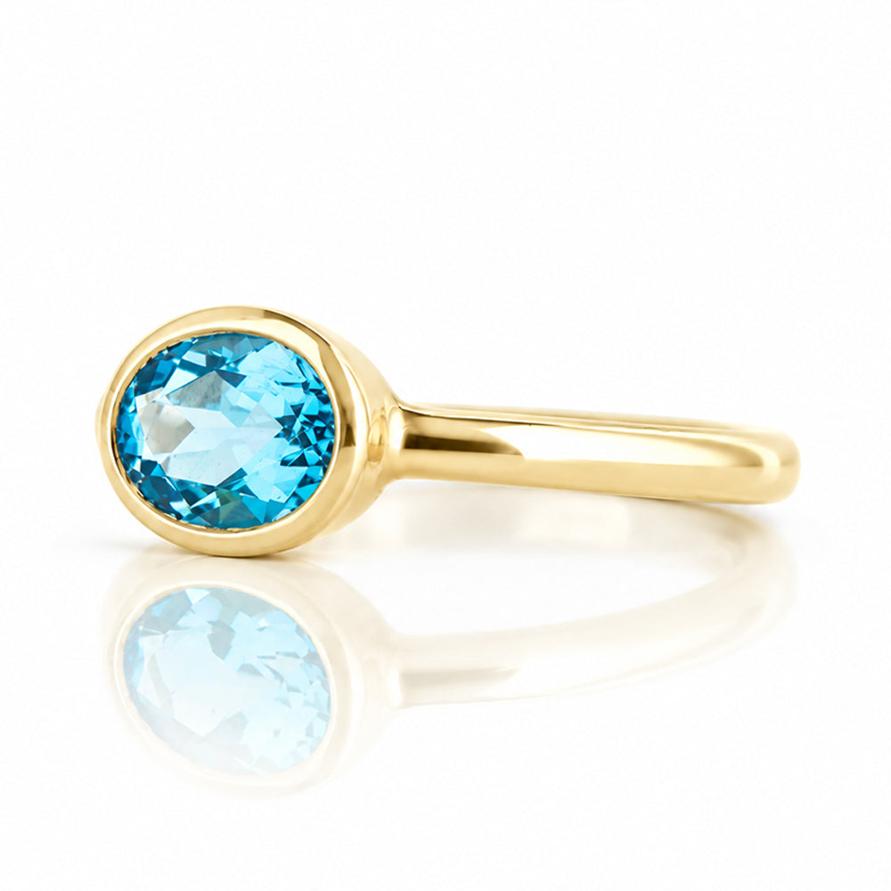 Quinn, Swiss Blue Topaz Bezel set Ring - Victoria's Jewellery