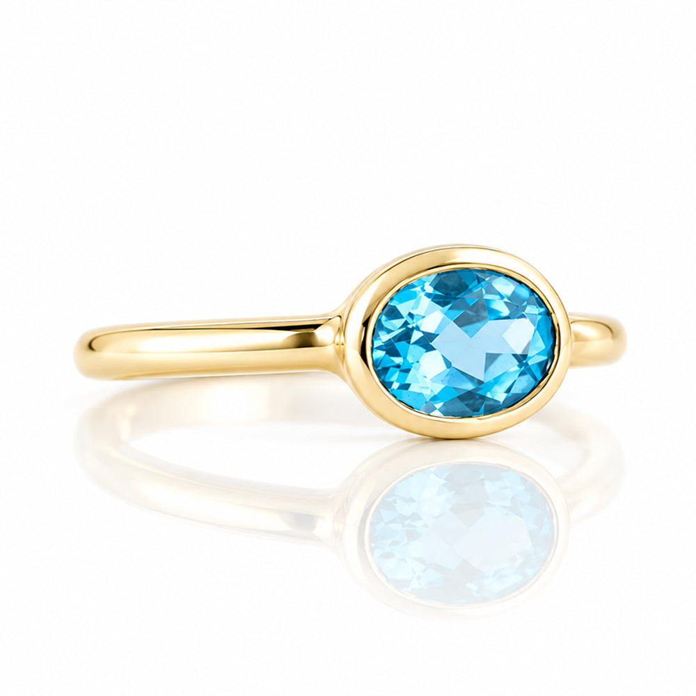 Quinn, Swiss Blue Topaz Bezel set Ring - Victoria's Jewellery